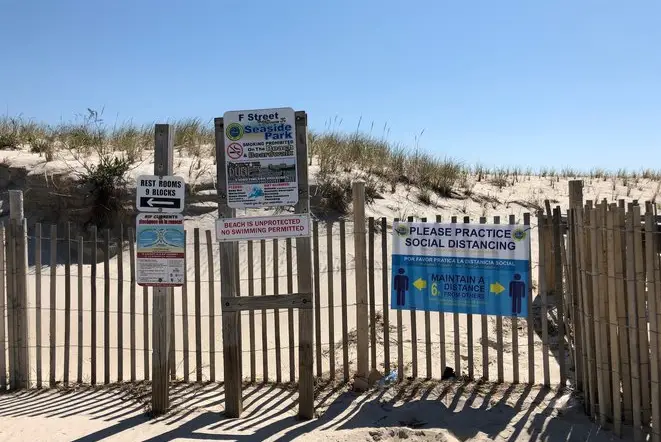 Closure signs at the beach.